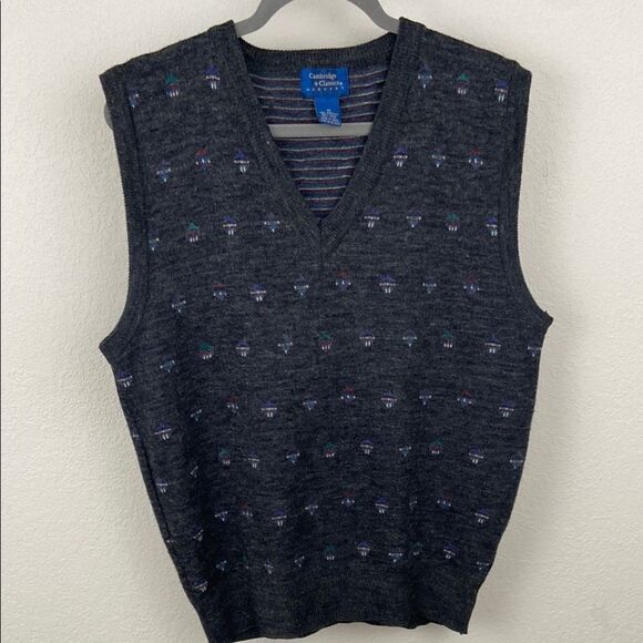 Vintage Cambridge Classics Wool Men's Dark Gray Sweater Vest size Medium - Picture 1 of 5